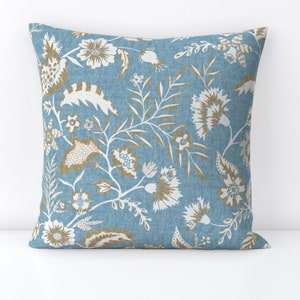 Light Blue Chintz Throw Pillow - Kathy&#39;s Vine by danika_herrick - Indienne  Floral Vine Garden Decorative Square Throw Pillow by Spoonflower