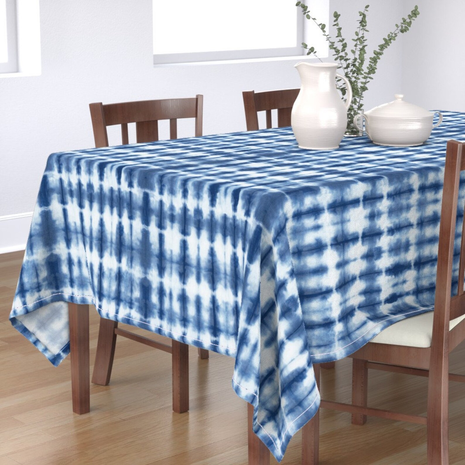 Shibori Tablecloth Shibori 02 Indigo by Theplayfulcrow Tie Etsy