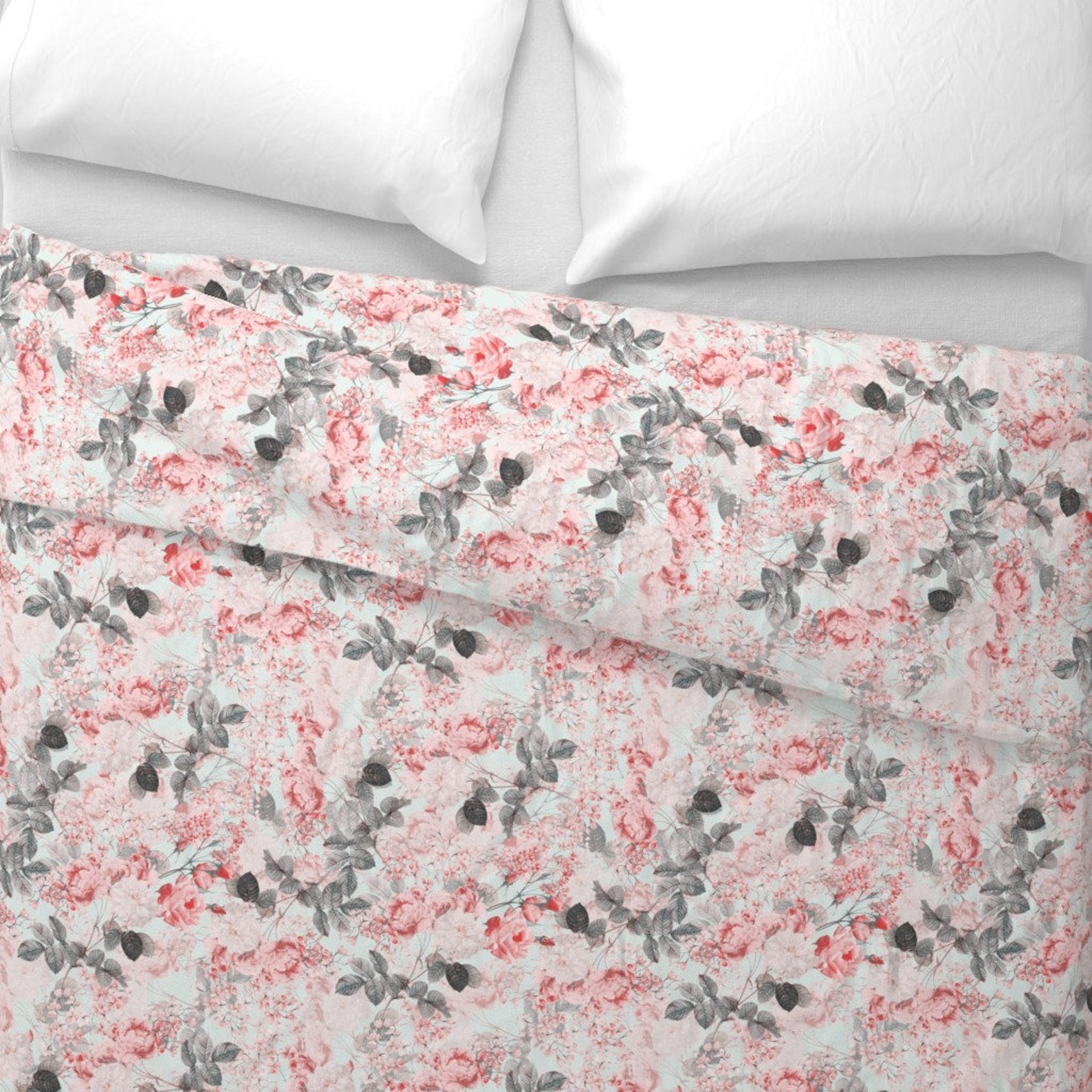 Romantic Duvet Cover Blush Living Coral Vintage Roses by Etsy
