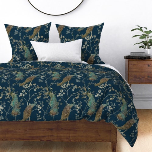 Maximalist Duvet Cover Golden Peacock by Celina_digby Etsy