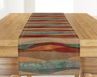 Abstract Landscape Table Runner - Sandstone Desert by wren_leyland - Travertine Look Sandstone Cotton Sateen Table Runner by Spoonflower