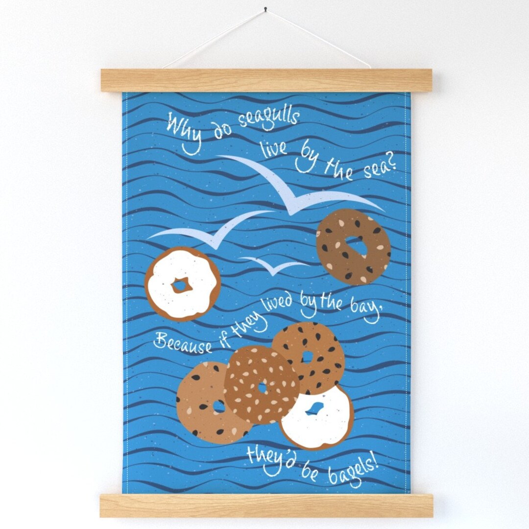 Beach Joke Wall Hanging Bagels by the Sea by Birds&whatnot Etsy