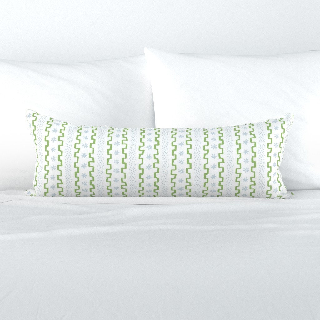 Green XL Lumbar Pillow - Spring Green  by danika_herrick -  Stripe Dots Blue Green Step Extra Large Rectangle Lumbar Pillow by Spoonflower