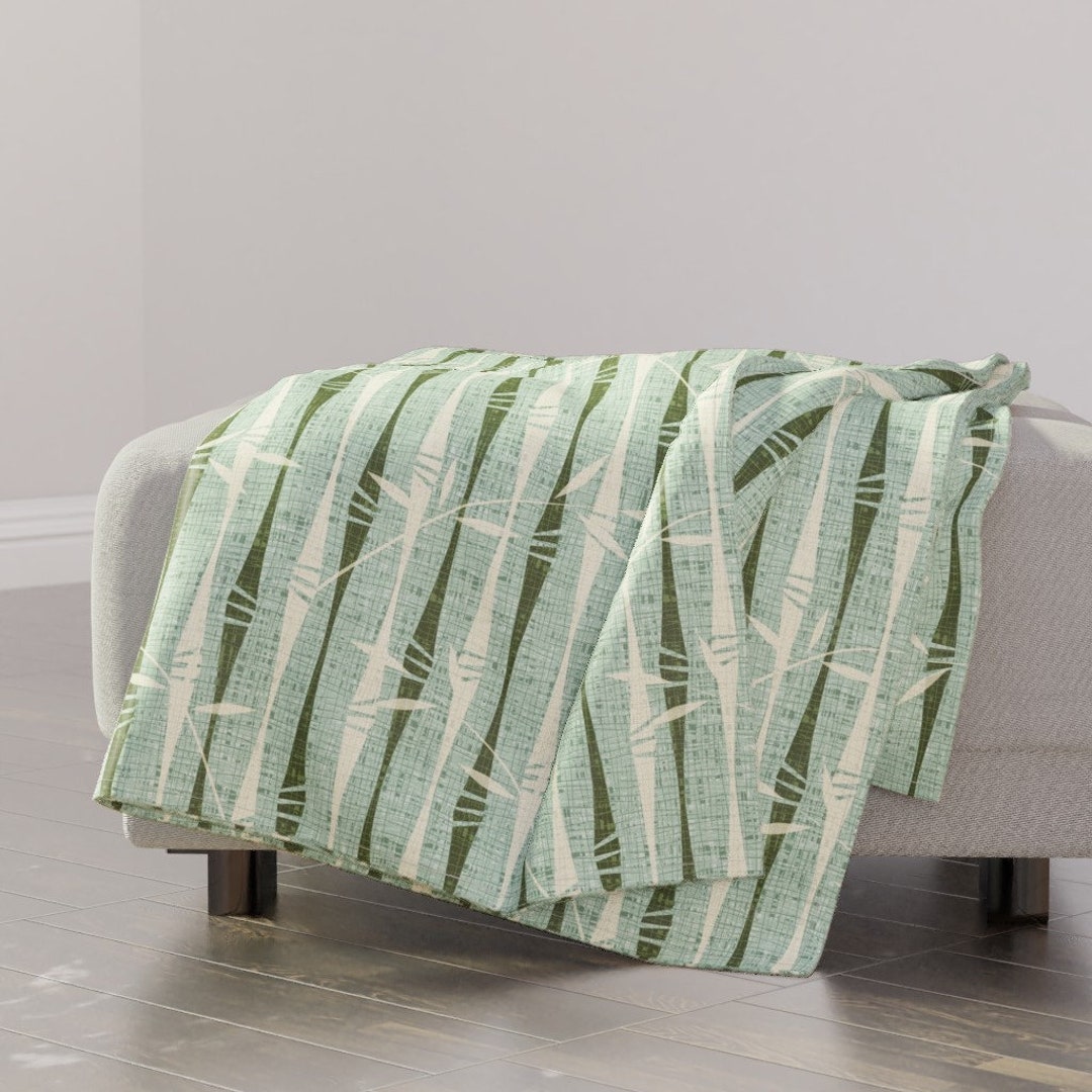 Mid Century Bamboo Throw Blanket Abstract Bamboo Stripes by Studioxtine