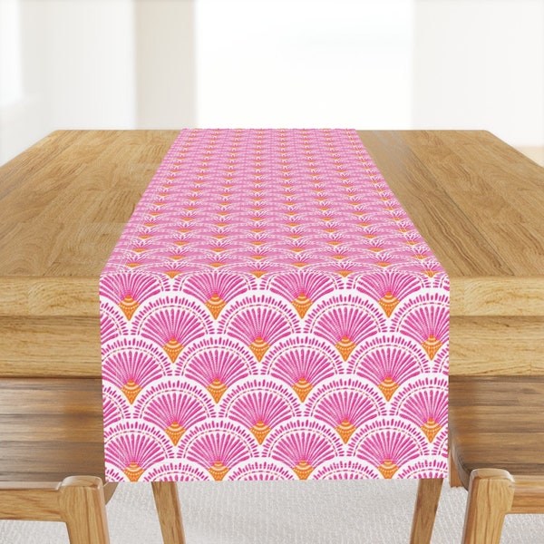 Hot Pink Arches Table Runner - Happy Boho Deco by aliceandida - Orange Geometric Graphic Vibrant  Cotton Sateen Table Runner by Spoonflower