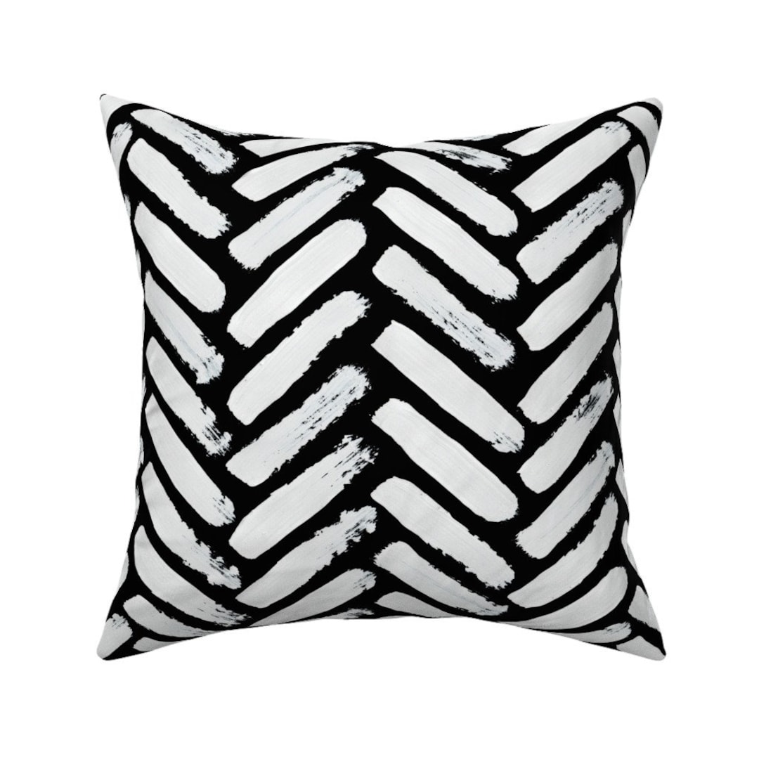 Modern Herringbone Throw Pillow Painterly by Etsy