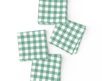 Spring Green Plaid Cocktail Napkins (Set of 4) - Green Gingham by hey_cute_design - Small Scale Gingham Cloth Napkins by Spoonflower
