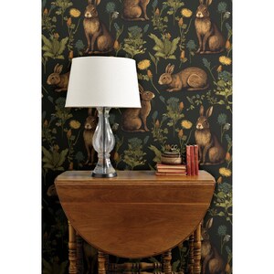 Medieval Rabbit Non-pasted Wallpaper Woodland Bunny Fern Botanical ...