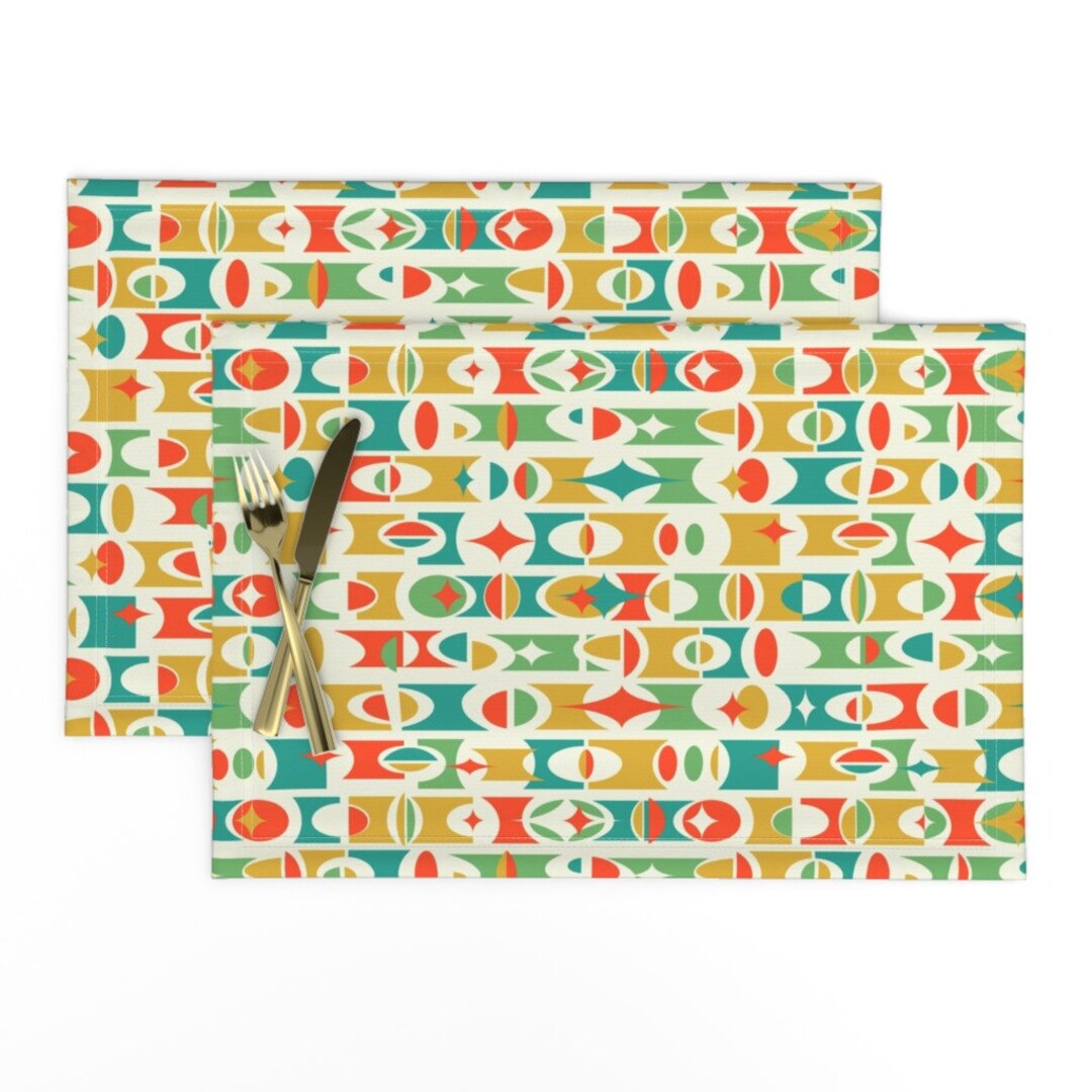Mid Century Modern Placemats set of 2 Galactic Semaphore Etsy