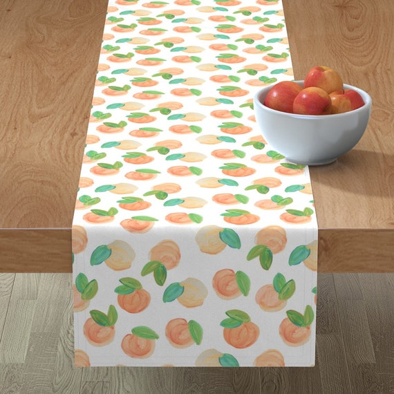 Watercolor Peaches Table Runner True Sweet Peach by