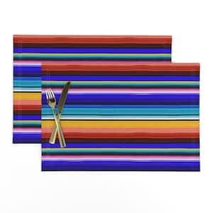 Serape Stripe Placemats (Set of 2) - Mexican Stripes by vannina - Folk Art Inspired Mexico Cobalt Blue  Cloth Placemats by Spoonflower