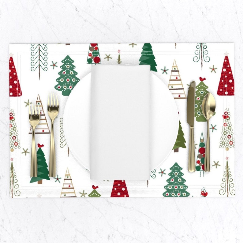Mid Mod Christmas Placemats set of 2 Scandinavian Etsy