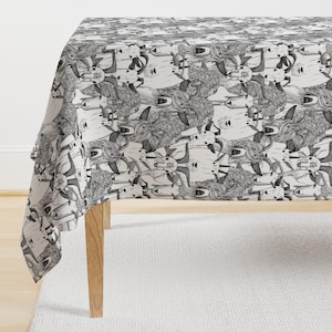 Barnyard Animals テーブルクロス - Just Goats Black White by scrummy - Modern Farmhouse Black And White Cotton Sateen テーブルクロス by Spoonflower