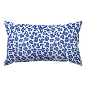 Animal Print Lumbar Pillow - Blue White Leopard Print by danika_herrick - Leopard Print Blue Cheetah Spots  Rectangle Accent Throw Pillow