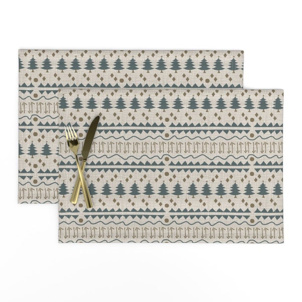 Rustic Holiday Placemats (Set of 2) - Cozy Cabin by sandra_saylor_seaman - Christmas Sweater Cozy Farmhouse Cloth Placemats by Spoonflower