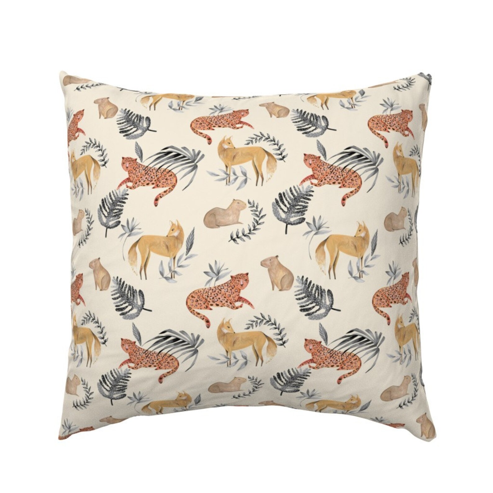 Jungle Animals Pillow Sham Modern Jungle cream And Black by Etsy