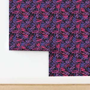 Neon Scribbles Non-Pasted Wallpaper Retro Inspired Abstract Lines Crayons Art - Retro 80's Scribbles by xoxotique Wallpaper by Spoonflower