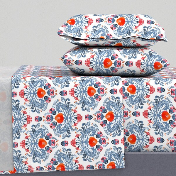 Damask Fitted Sheet Etsy