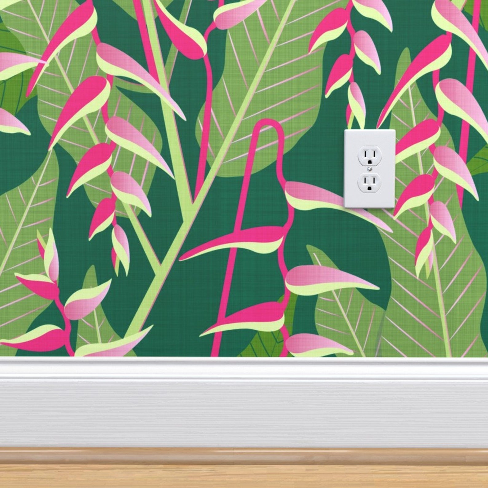 Pink Wallpaper Heliconia Preserve by lynnbishopdesign | Etsy