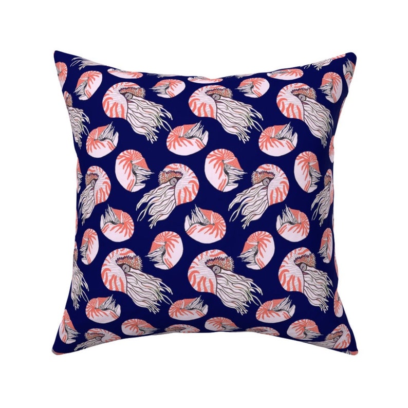 Nautilus Shells Throw Pillow Nautical Nautilus by magentarosedesigns Purple Nautical 18x18 Square Throw Pillow by Spoonflower