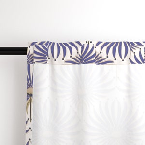 Periwinkle Geometric Curtain Panel - Elegant Botanical Purple Blue Trending 2022 Color Custom Curtain Panel - Geometric Lotus by garabateo - image 5