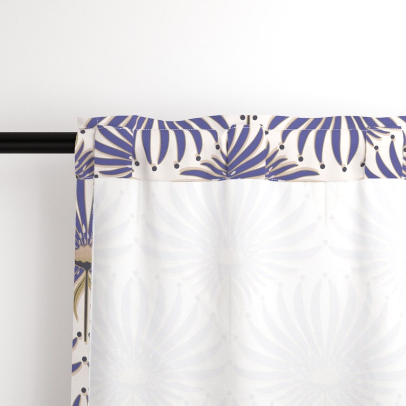Periwinkle Geometric Curtain Panel - Elegant Botanical Purple Blue Trending 2022 Color Custom Curtain Panel - Geometric Lotus by garabateo - image 5