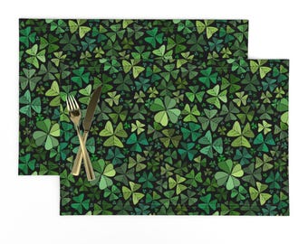 Shamrock Placemats Set of 2 - Good Luck Four Leaf Clover Ireland St Patricks Day Cloth Placemats - Lucky  by irishvikingdesigns