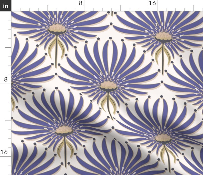 Periwinkle Geometric Curtain Panel - Elegant Botanical Purple Blue Trending 2022 Color Custom Curtain Panel - Geometric Lotus by garabateo - image 7