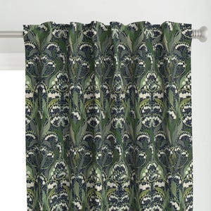 Vintage Flowers Curtain Panel - Lily Of The Valley by design_dannick - Floral Victorian Sage Green Boho Custom Curtain Panel by Spoonflower