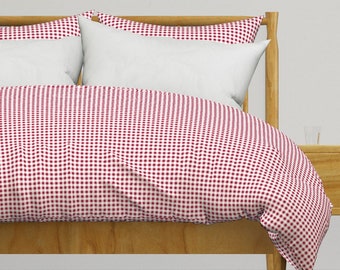 Red Bedding - Classic Red Gingham by ginaanne -  Geometric Gingham Picnic Diner Cotton Sateen Duvet Cover OR Pillow Shams by Spoonflower