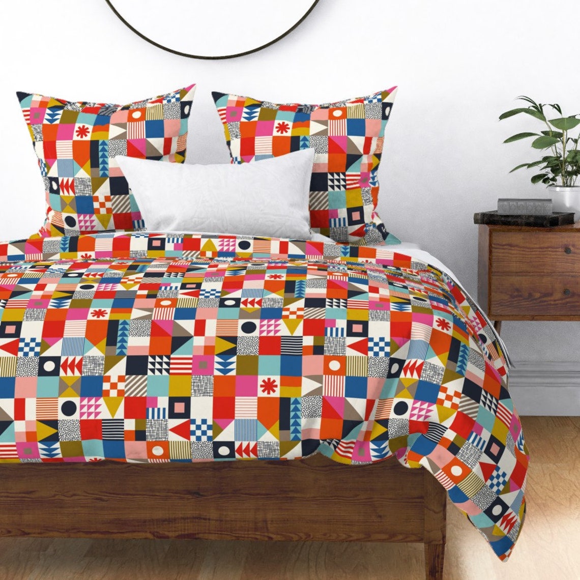 Bright Geo Duvet Cover Preppy Patchwork by Katerhees Etsy