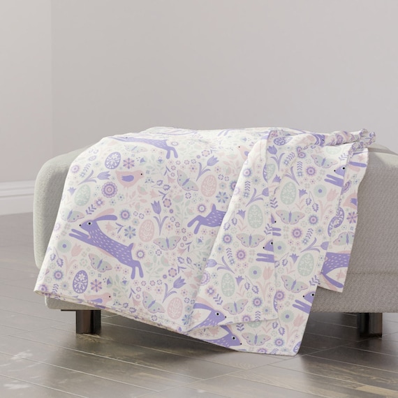 Pastel Rabbits Throw Blanket Easter Bunnies by Portiamonberg Pink