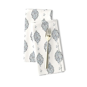 Block Print Dinner Napkins (Set of 2) - Mughal Indian Floral by yara_dutra - Floral Sage Green Flowers Paisley Cloth Napkins by Spoonflower