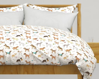 Dog Illustration Bedding - Dogs by hazelfishercreations - Dog Owner Gift Chihuahua Cotton Sateen Duvet Cover OR Pillow Shams by Spoonflower