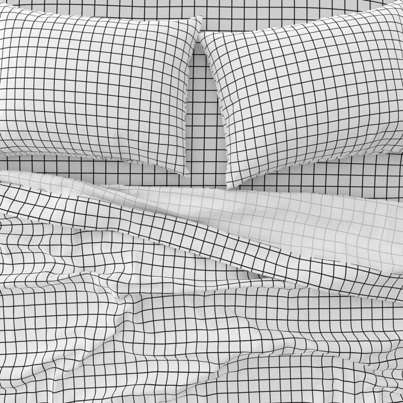 Minimalist Sheets Modern Grid by Bella_modiste Black and Etsy