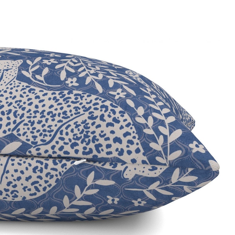 Jaguar Lumbar Pillow - Blue And Grey Muted Colors Big Cat Baby Kids Room Rectangle Accent Throw Pillow - Jungle Cat by scarlet_soleil image 5