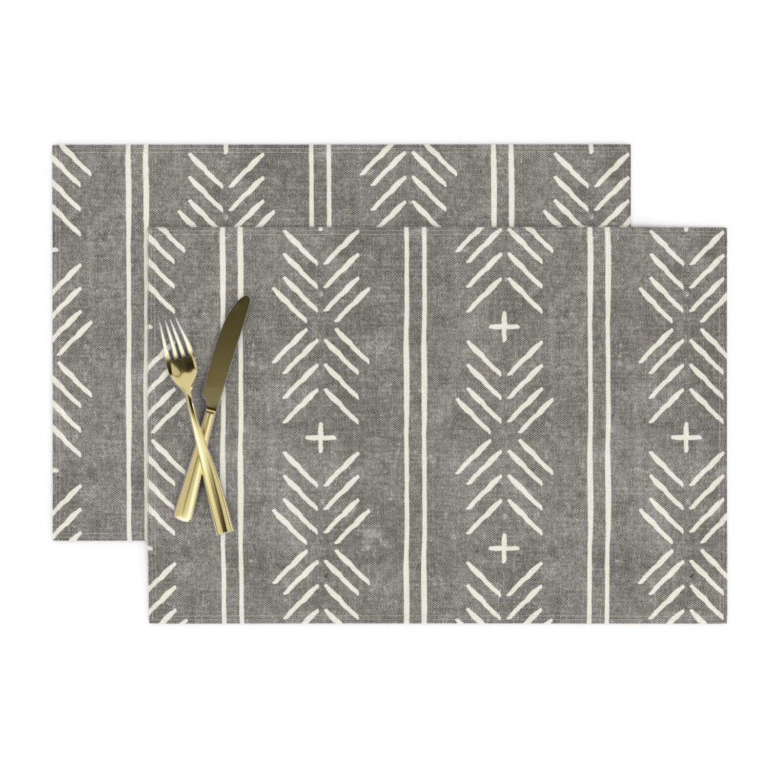 Simple Geometric Placemats Set of 2 Mudcloth Stripes by Etsy