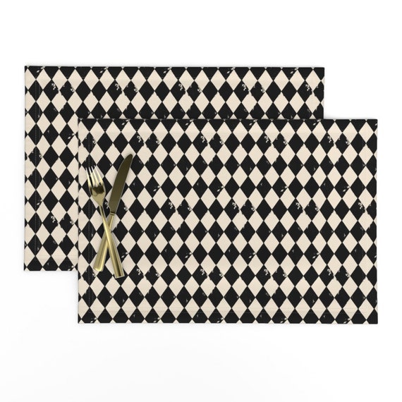 Harlequin Placemats set of 2 Black and Light Cream Etsy