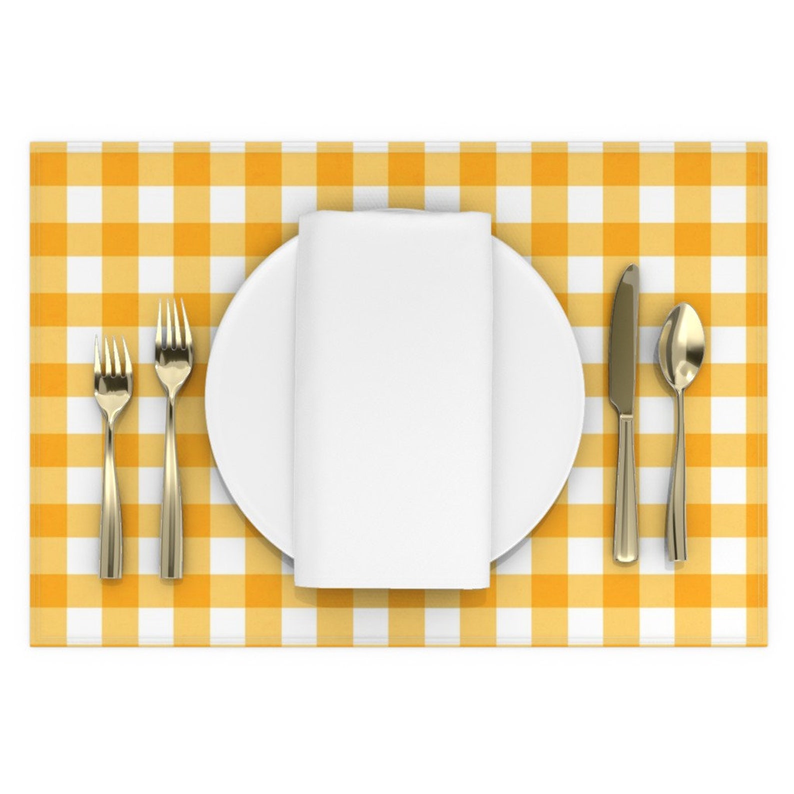 Plaid Placemats Set of 2 Orange Yellow White Gingham by Etsy