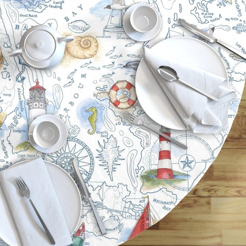 Nautical Tablecloth - Sail Away Map by Felicity_jane_design - Hand ...