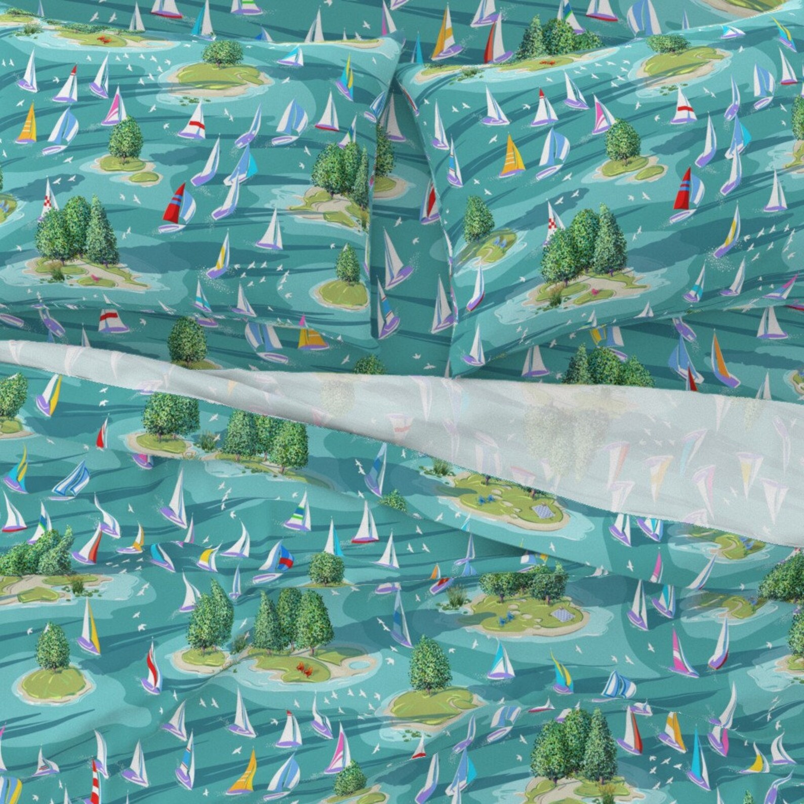 Nautical Sheets Summer Sunrise Regatta by Southwind Lake Etsy