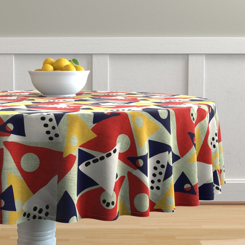 Mod Retro Triangle Round Tablecloth Color Block Triangles by Etsy