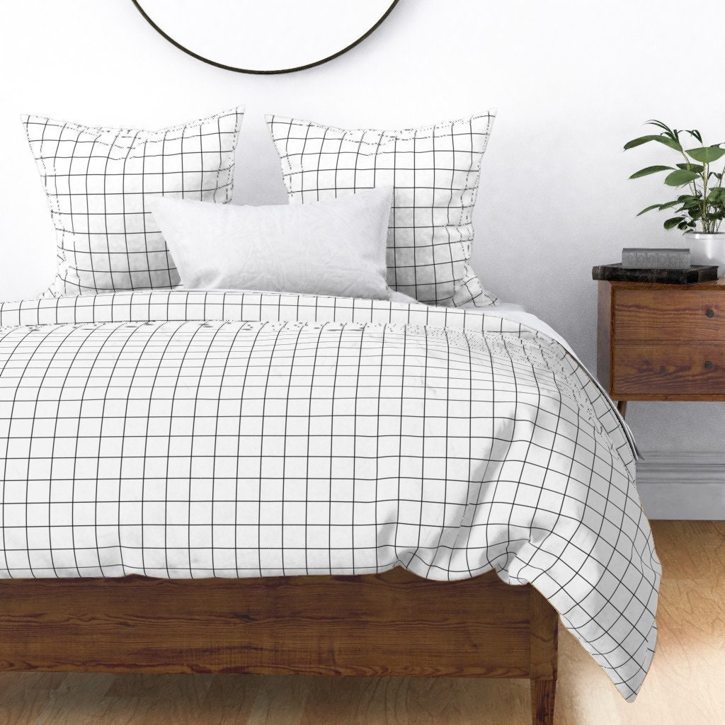 Square Grid Duvet Cover Black and White 