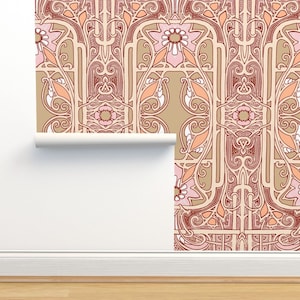 Rosa Tapete Jugendstil Vlieseline von edsel2084