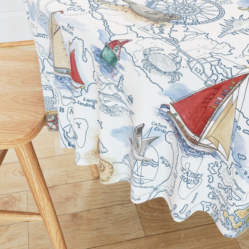 Nautical Tablecloth - Sail Away Map by Felicity_jane_design - Hand ...