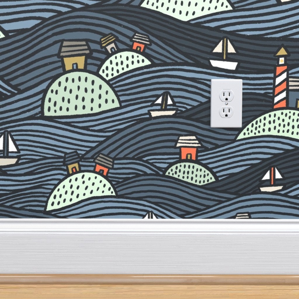 Boats Commercial Grade Wallpaper Islands on the Lake by - Etsy