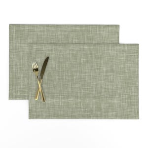 Neutral Sage Green Placemats (Set of 2) - Sage Green by erin__kendal - Faux Textured Look Solid Green Cloth Placemats by Spoonflower