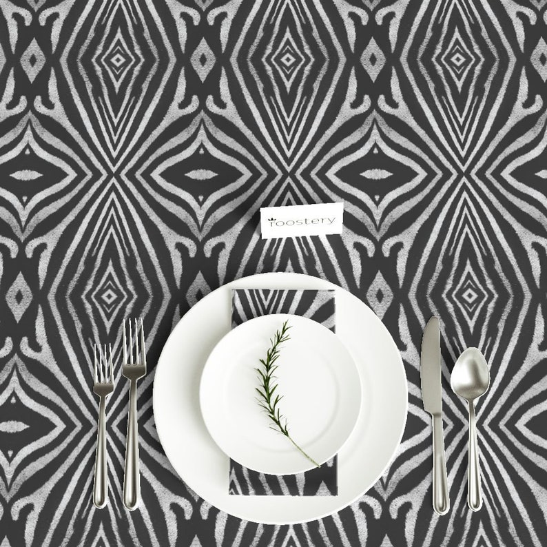 Abstract Zebra Cotton Sateen Tablecloth by Spoonflower Animal Print Tablecloth Zebra by