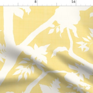 Chinoiserie Curtain Panel Yellow Peony Branch by danika_herrick Butter Yellow Cream Floral Timeless Custom Curtain Panel by Spoonflower image 7