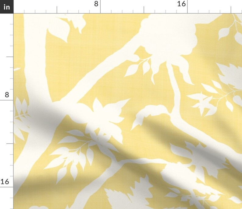 Chinoiserie Curtain Panel Yellow Peony Branch by danika_herrick Butter Yellow Cream Floral Timeless Custom Curtain Panel by Spoonflower image 7